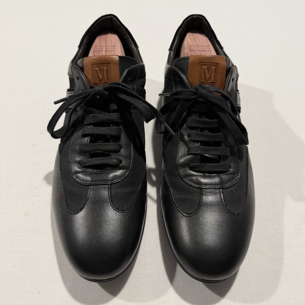 Bruno Magli Marcello Mens 11 M Black Leather Textile Sneakers Made in Italy